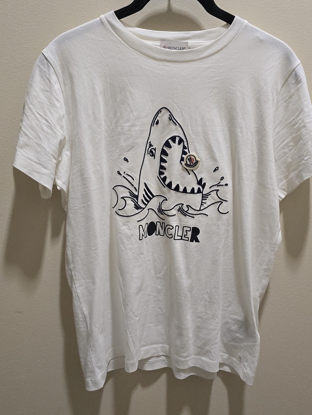 Youth White Moncler T-Shirt Collar 14 Years